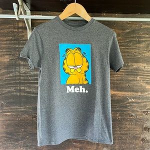 Garfield The Cat Meh Mens T-shirt size small gray Cartoon Graphic